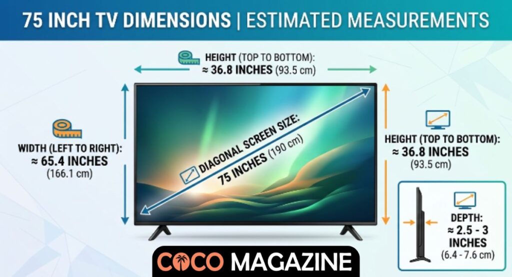 75 Inch TV Dimensions in Feet, CM, and Millimeters